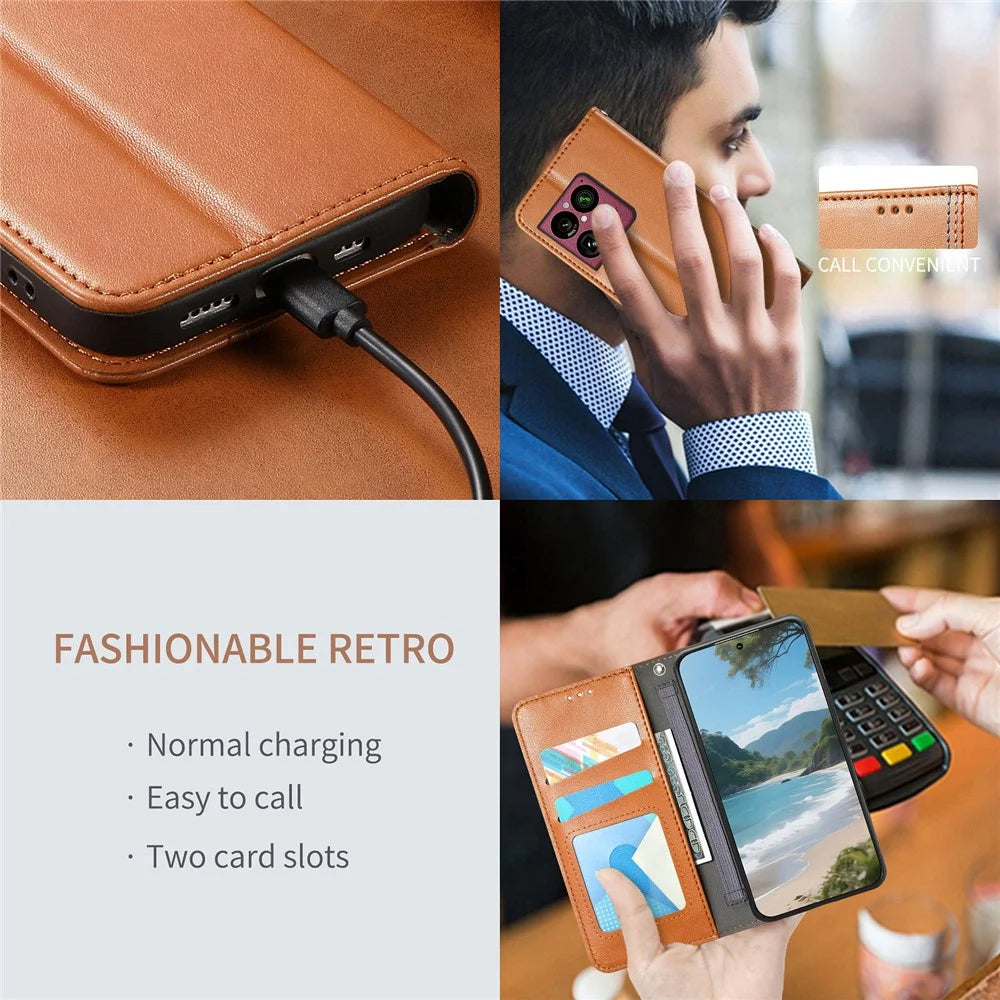 For Sony Xperia 1 VIII Case Wallet Tri-Color Stitching Leather Phone Cover with Elastic Wristband - Brown - 5