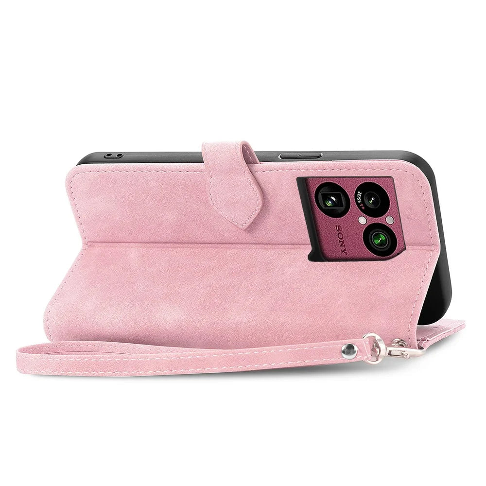 For Sony Xperia 1 VIII Zipper Wallet Case with Strap Flower Imprint PU Leather Phone Cover - Pink - 4