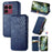 For Sony Xperia 1 VIII Case Rhombus Imprint PU Leather Wallet Phone Cover - Blue - 1