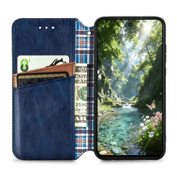 For Sony Xperia 1 VIII Case Rhombus Imprint PU Leather Wallet Phone Cover - Blue - 2