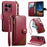 For Sony Xperia 1 VIII Case Color Splicing TPU PU Leather Flip Shockproof Phone Cover with Wrist Strap - Red - 1