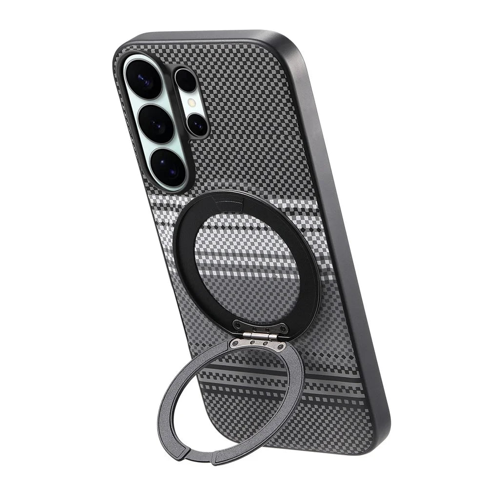For Samsung Galaxy S26 Ultra Magnetic Case Rotation Kickstand PU Leather + TPU Phone Cover - Black - 3
