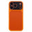For iPhone 17 Pro Case Litchi Texture Genuine Cow Leather Coated TPU + PC Protective Cover - Orange Shell / Orange+Black - 1