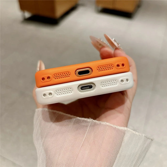 For iPhone 17 Pro Case Litchi Texture Genuine Cow Leather Coated TPU + PC Protective Cover - Orange Shell / Orange+Black - 7