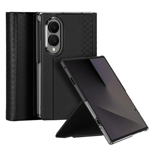 DUX DUCIS Bril Series for Samsung Galaxy Z Fold8 Cases with Card Slot Leather Phone Cover Stand - Black - 1
