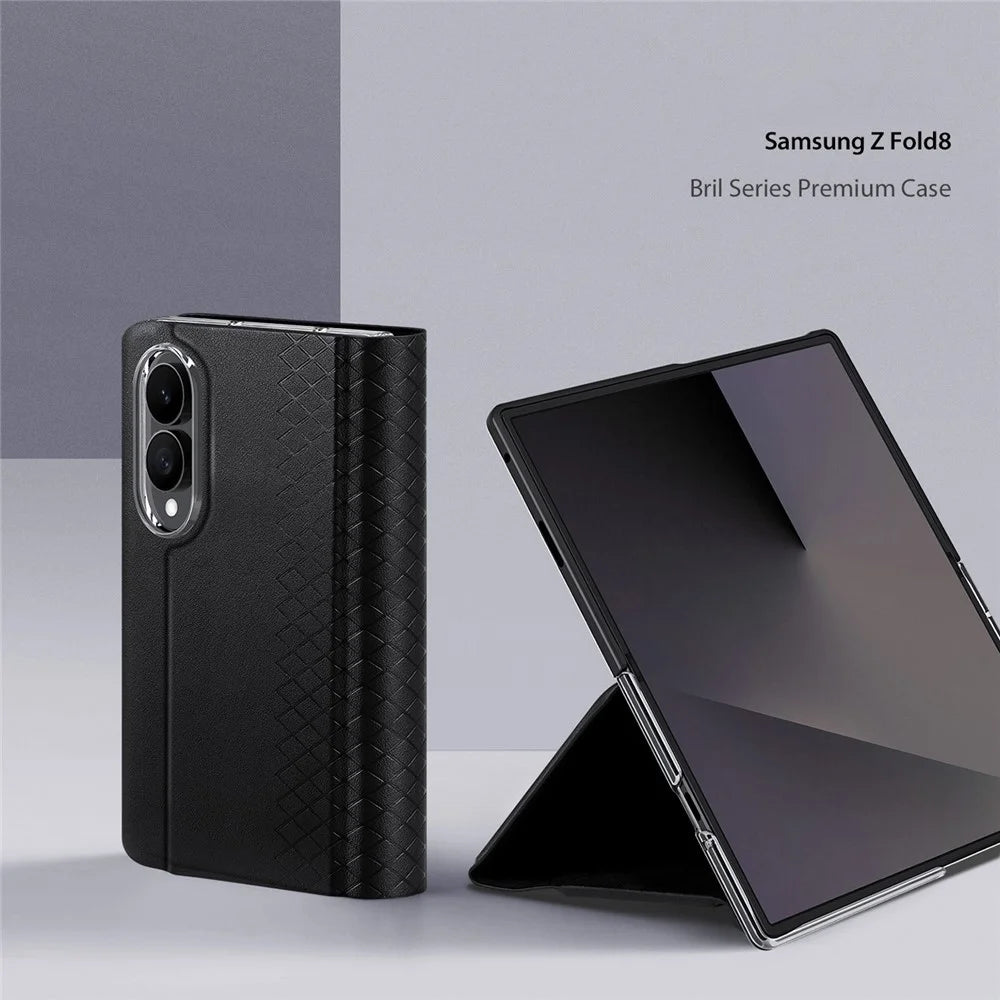 DUX DUCIS Bril Series for Samsung Galaxy Z Fold8 Cases with Card Slot Leather Phone Cover Stand - Black - 3