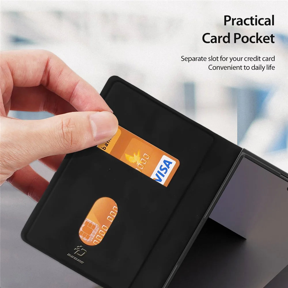 DUX DUCIS Bril Series for Samsung Galaxy Z Fold8 Cases with Card Slot Leather Phone Cover Stand - Black - 7