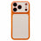 For iPhone 17 Pro Case Lychee Texture Genuine Cow Leather Coated TPU + PC Phone Cover - White  /  Orange - 1