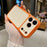 For iPhone 17 Pro Case Lychee Texture Genuine Cow Leather Coated TPU + PC Phone Cover - White  /  Orange - 3
