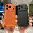 For iPhone 17 Pro Case Lychee Texture Genuine Cow Leather Coated TPU + PC Phone Cover - White  /  Orange - 6