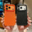 For iPhone 17 Pro Max Case Textured Genuine Cow Leather + PC + TPU Protective Cover - Litchi Texture / Orange - 3