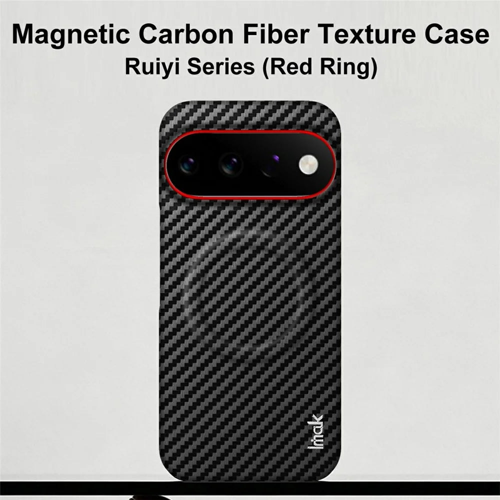 IMAK Ruiyi Series for Google Pixel 11 Pro XL Magnetic Case Carbon Fiber Texture Leather + PC Phone Cover - Black - 3