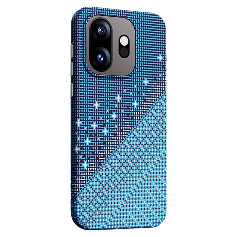 For OnePlus 15T 5G Magnetic Case Pixel Grid Pattern Hard PC Shockproof Phone Cover - Blue - 1