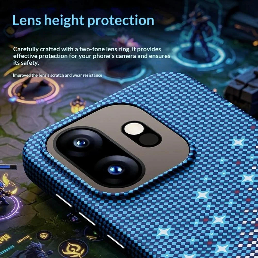 For OnePlus 15T 5G Magnetic Case Pixel Grid Pattern Hard PC Shockproof Phone Cover - Blue - 5