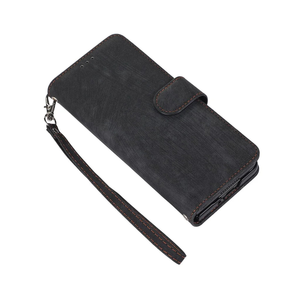 For Samsung Galaxy Z Fold8 Ultra Case PU Leather Wallet Phone Cover with Wrist Strap / Pen Holder - Black - 2