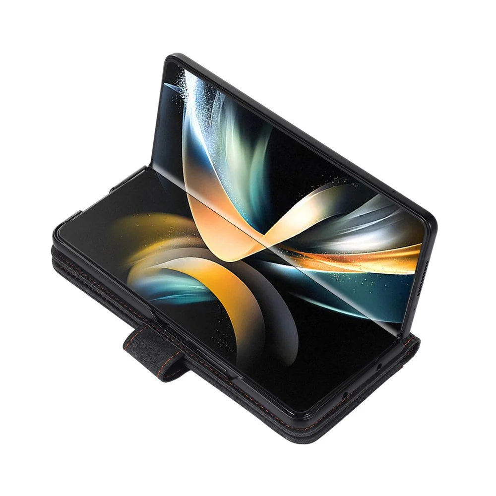 For Samsung Galaxy Z Fold8 Ultra Case PU Leather Wallet Phone Cover with Wrist Strap / Pen Holder - Black - 5