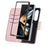 For Samsung Galaxy Z Fold8 Ultra Case Zipper Wallet Leather Phone Cover with Wrist Strap - Pink - 7