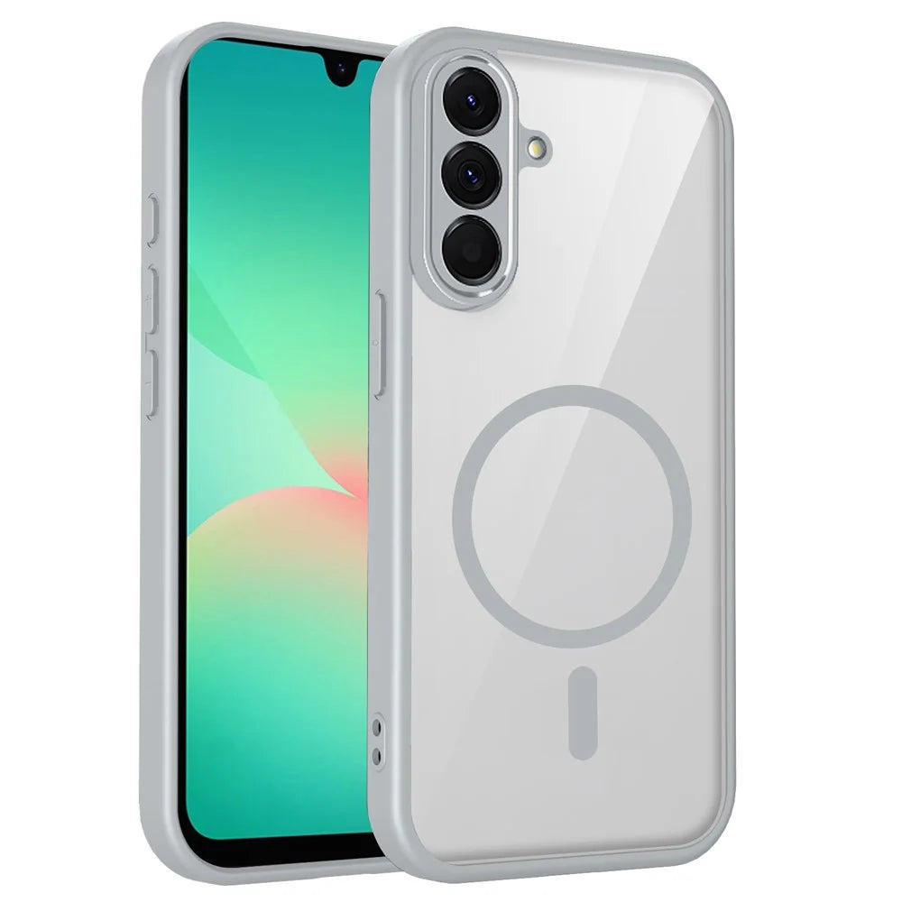 For Samsung Galaxy S26 Magnetic Case Transparent PC + TPU Shockproof Skin-friendly Phone Cover - Grey - 1
