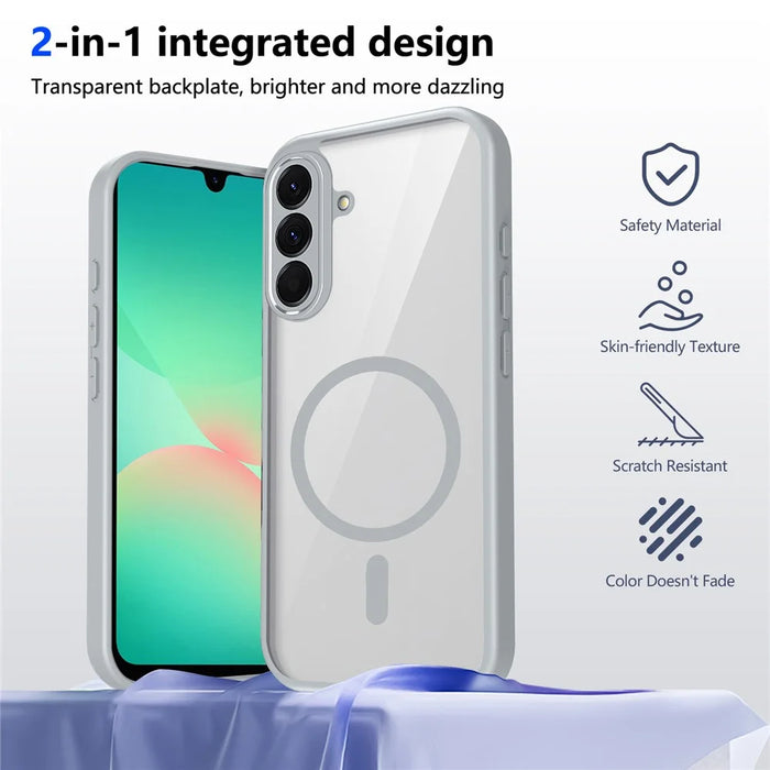 For Samsung Galaxy S26 Magnetic Case Transparent PC + TPU Shockproof Skin-friendly Phone Cover - Grey - 2
