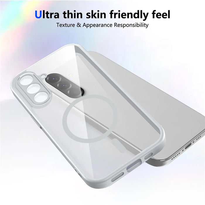 For Samsung Galaxy S26 Magnetic Case Transparent PC + TPU Shockproof Skin-friendly Phone Cover - Grey - 3