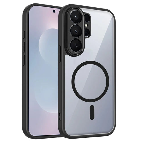 For Samsung Galaxy S26 Ultra Magnetic Case Transparent PC + TPU Shockproof Skin-friendly Phone Cover - Black - 1