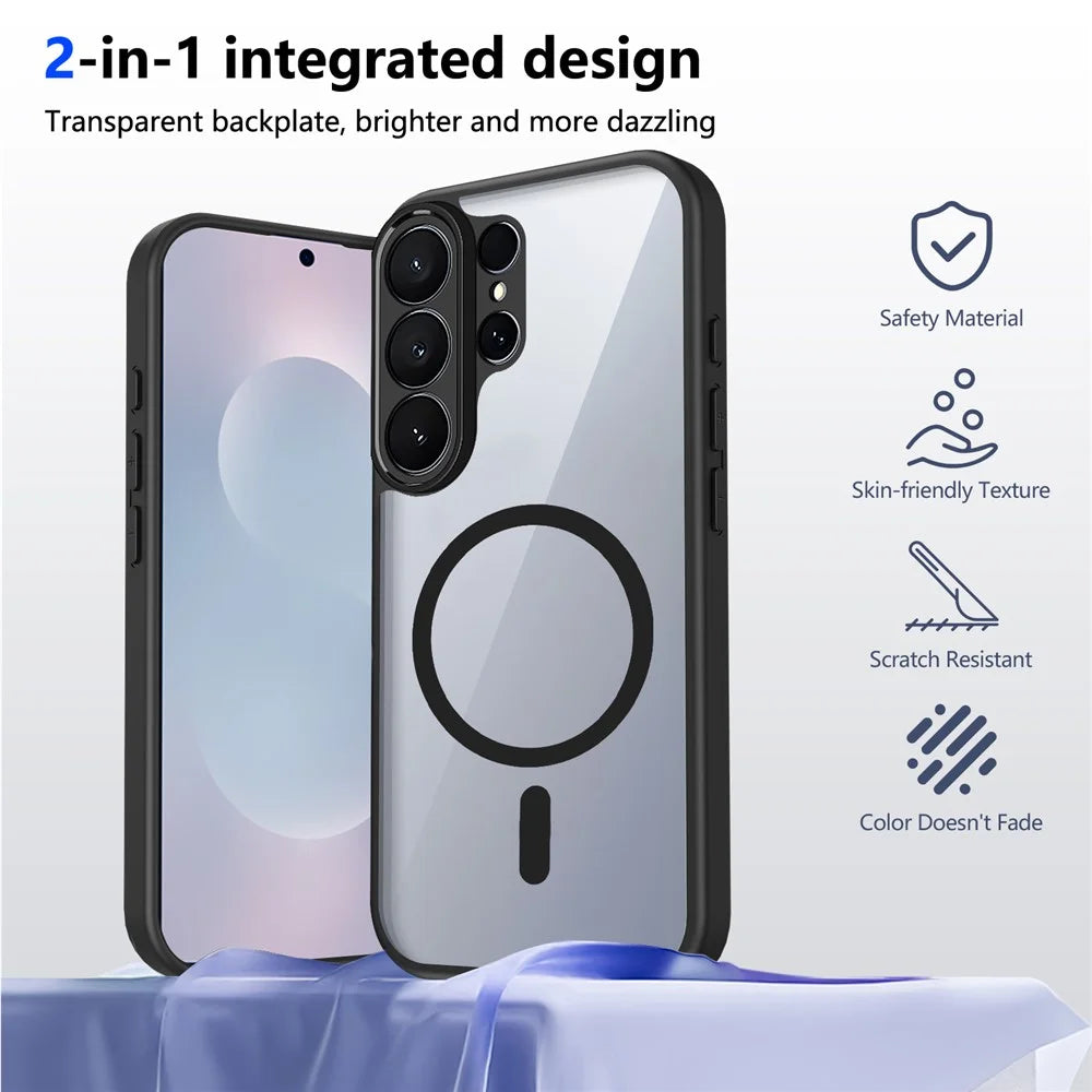 For Samsung Galaxy S26 Ultra Magnetic Case Transparent PC + TPU Shockproof Skin-friendly Phone Cover - Black - 2