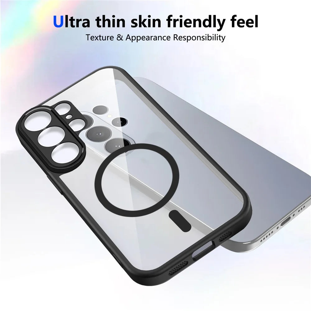 For Samsung Galaxy S26 Ultra Magnetic Case Transparent PC + TPU Shockproof Skin-friendly Phone Cover - Black - 3