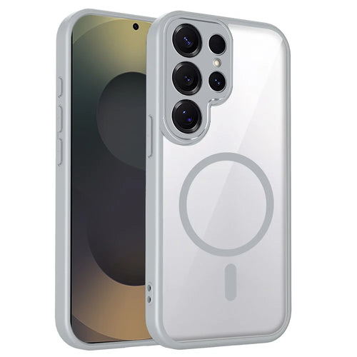 For Samsung Galaxy S25 Ultra Magnetic Case Transparent PC + TPU Shockproof Skin-friendly Phone Cover - Grey - 1