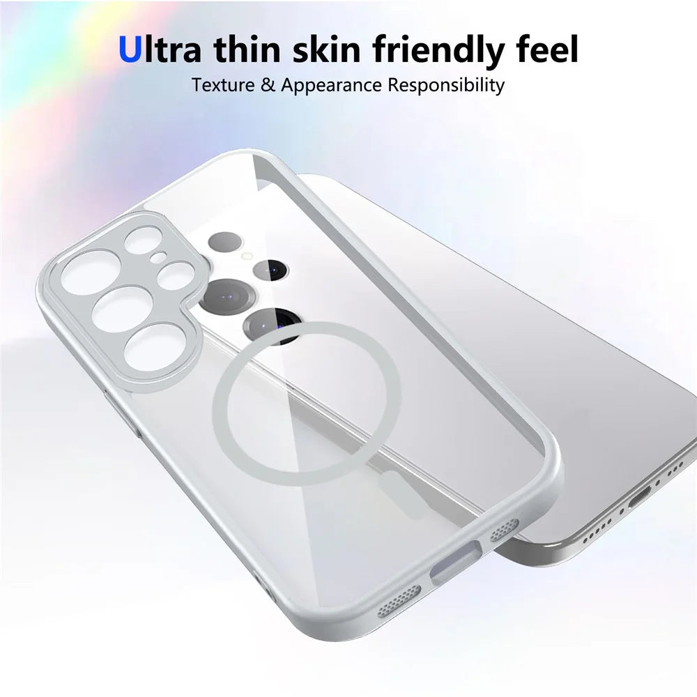 For Samsung Galaxy S25 Ultra Magnetic Case Transparent PC + TPU Shockproof Skin-friendly Phone Cover - Grey - 3