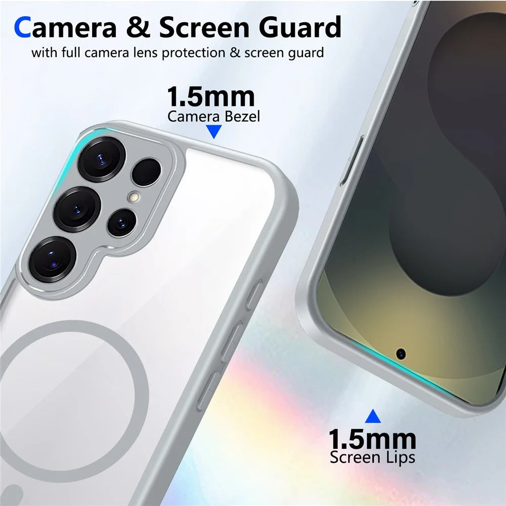 For Samsung Galaxy S25 Ultra Magnetic Case Transparent PC + TPU Shockproof Skin-friendly Phone Cover - Grey - 4