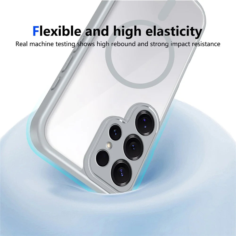 For Samsung Galaxy S25 Ultra Magnetic Case Transparent PC + TPU Shockproof Skin-friendly Phone Cover - Grey - 5