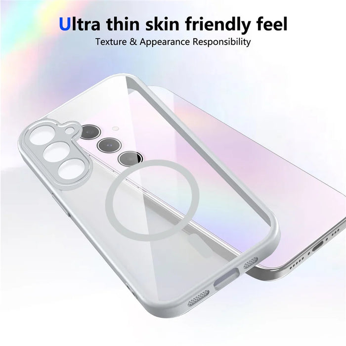 For Samsung Galaxy S25+ Magnetic Case Transparent PC + TPU Shockproof Skin-friendly Phone Cover - Grey - 3