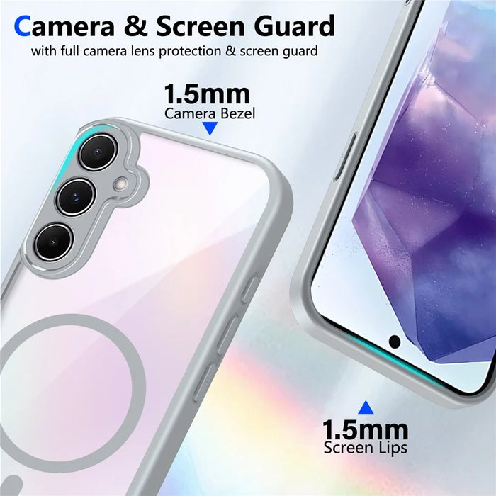 For Samsung Galaxy S25+ Magnetic Case Transparent PC + TPU Shockproof Skin-friendly Phone Cover - Grey - 4