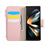 For Samsung Galaxy Z Fold7 5G Case Zipper Wallet Leather Phone Cover with Wrist Strap - Pink - 6