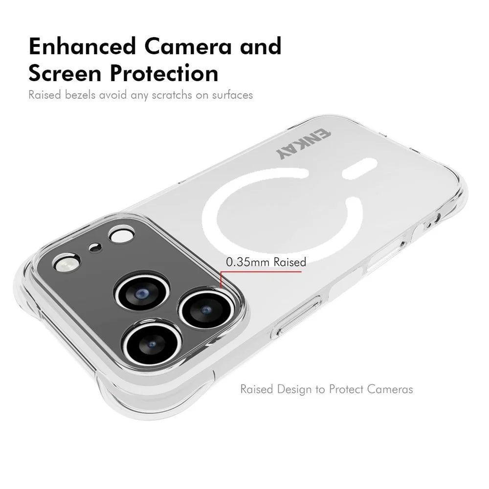 ENKAY HAT PRINCE for iPhone 17 Pro Magnetic Case Clear TPU Reinforced Corners Shockproof Phone Cover - Transparent - 3