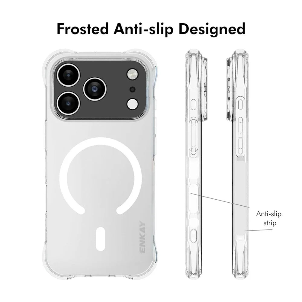 ENKAY HAT PRINCE for iPhone 17 Pro Magnetic Case Clear TPU Reinforced Corners Shockproof Phone Cover - Transparent - 4