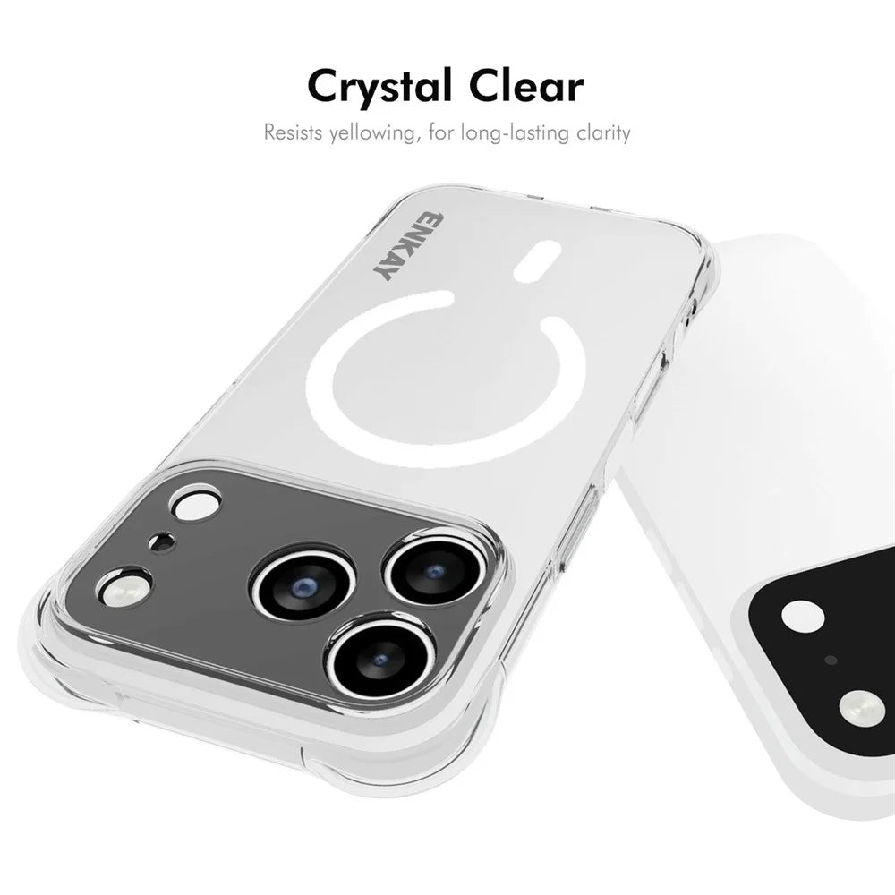 ENKAY HAT PRINCE for iPhone 17 Pro Magnetic Case Clear TPU Reinforced Corners Shockproof Phone Cover - Transparent - 5