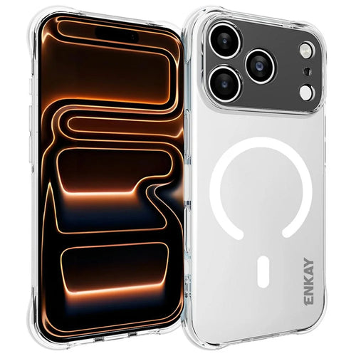 ENKAY HAT PRINCE for iPhone 17 Pro Max Magnetic Case Clear TPU Reinforced Corners Shockproof Phone Cover - Transparent - 1