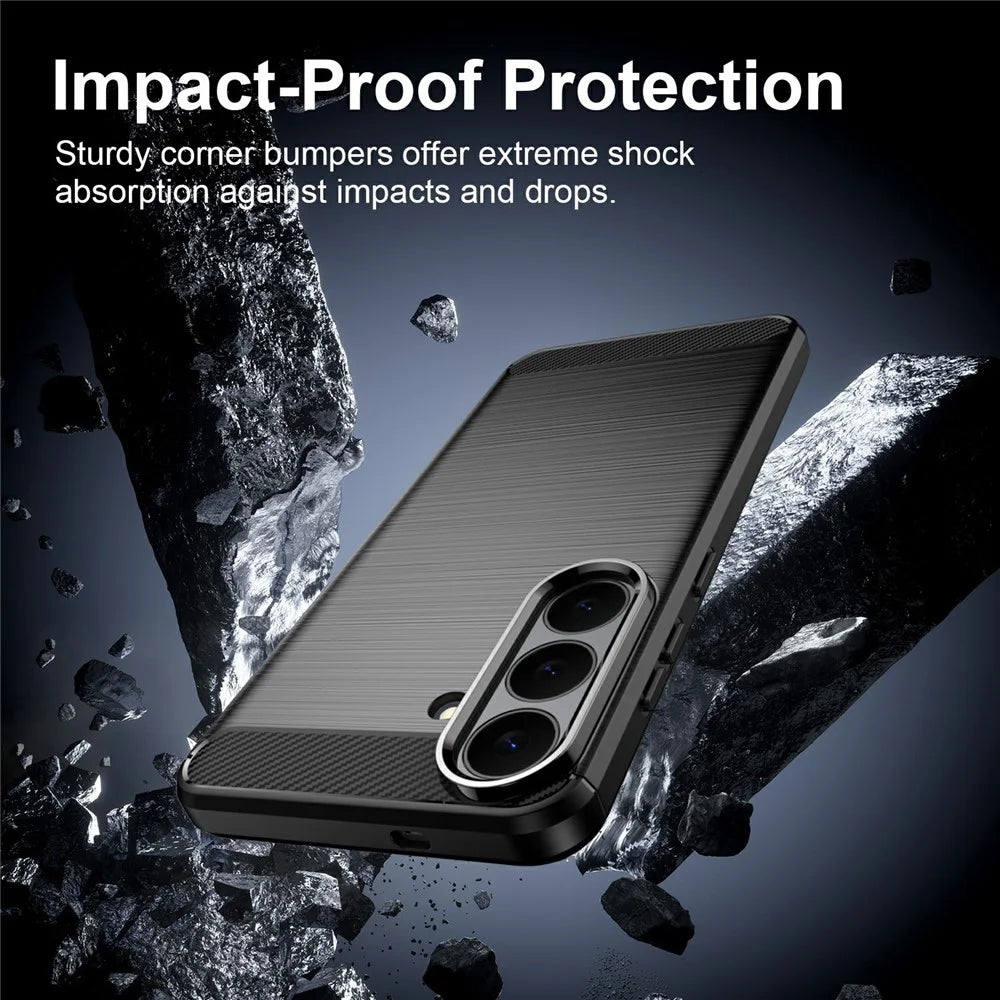 For Samsung Galaxy S26 FE TPU Case Protective Phone Cover Carbon Fiber Texture Brushed - Black - 4