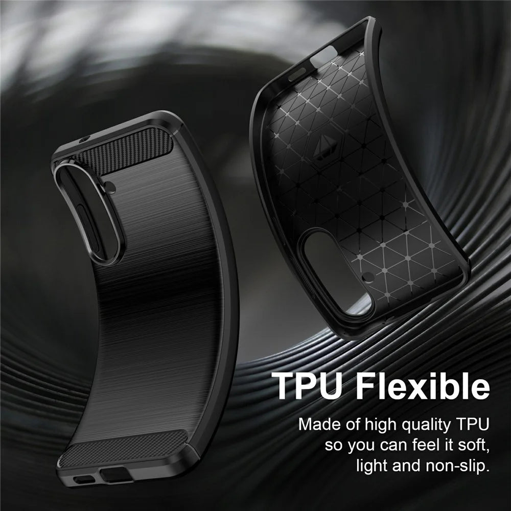 For Samsung Galaxy S26 FE TPU Case Protective Phone Cover Carbon Fiber Texture Brushed - Black - 5