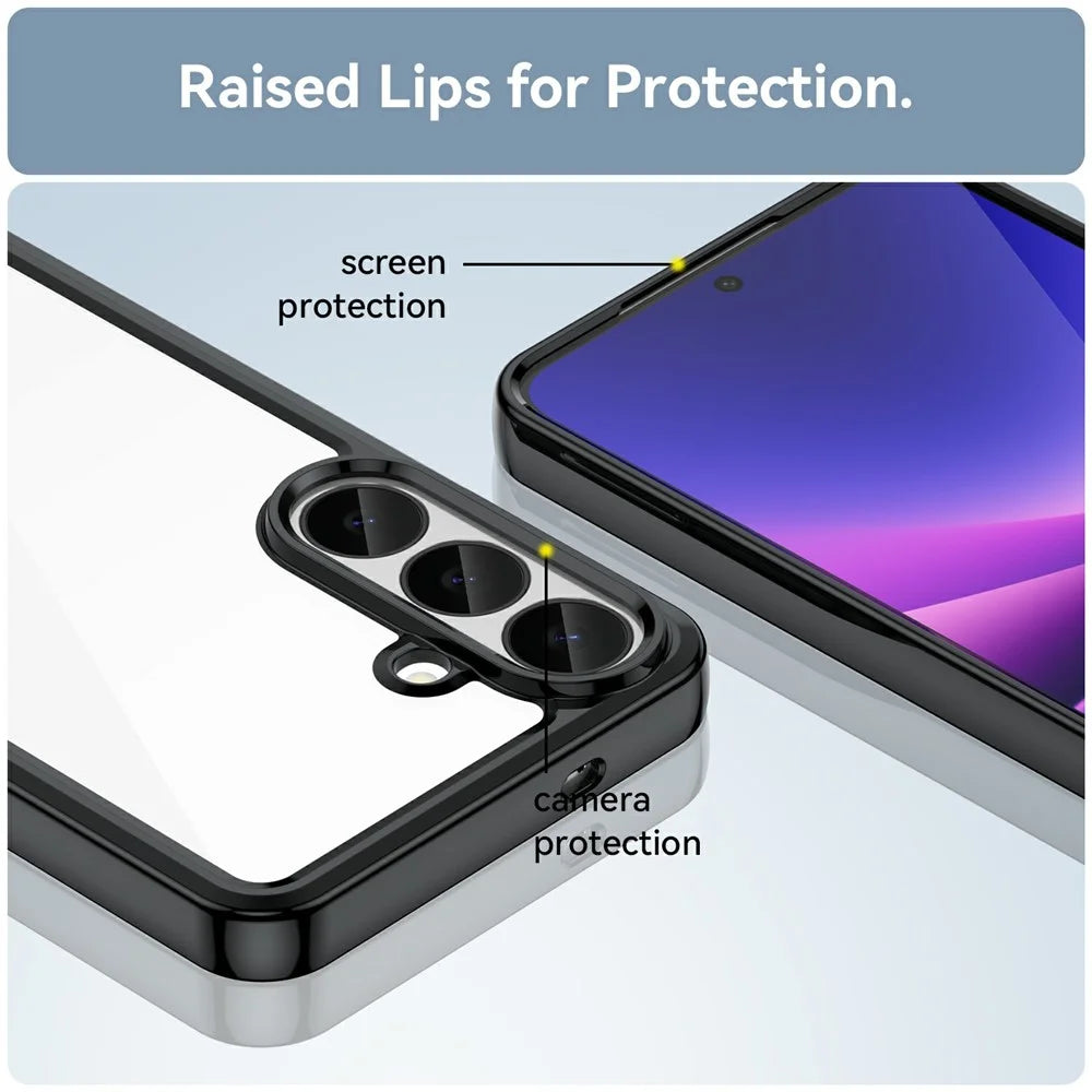 Phone Case For Samsung Galaxy S26 FE TPU + Acrylic Protective Clear Phone Cover - Black - 6