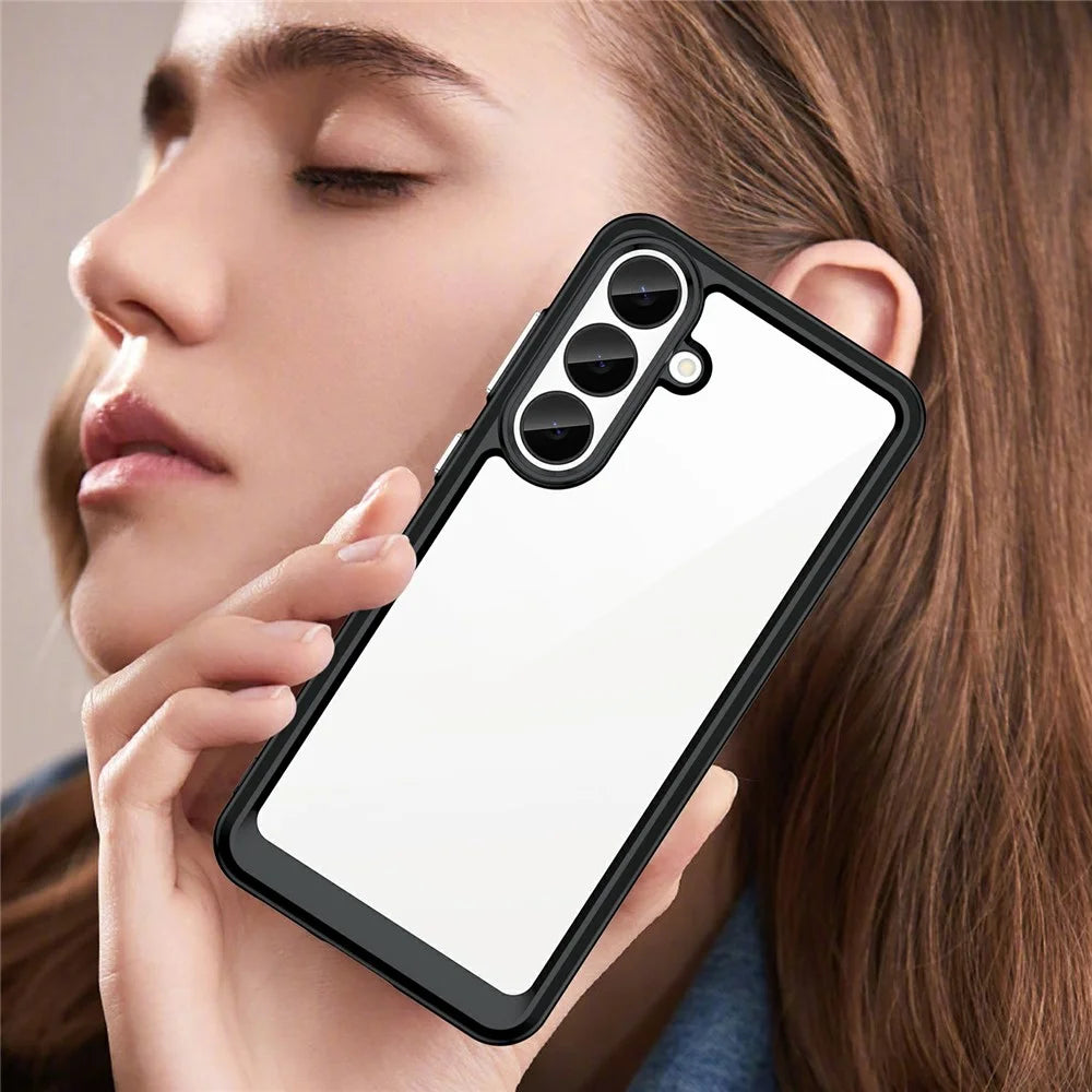 Phone Case For Samsung Galaxy S26 FE TPU + Acrylic Protective Clear Phone Cover - Black - 7