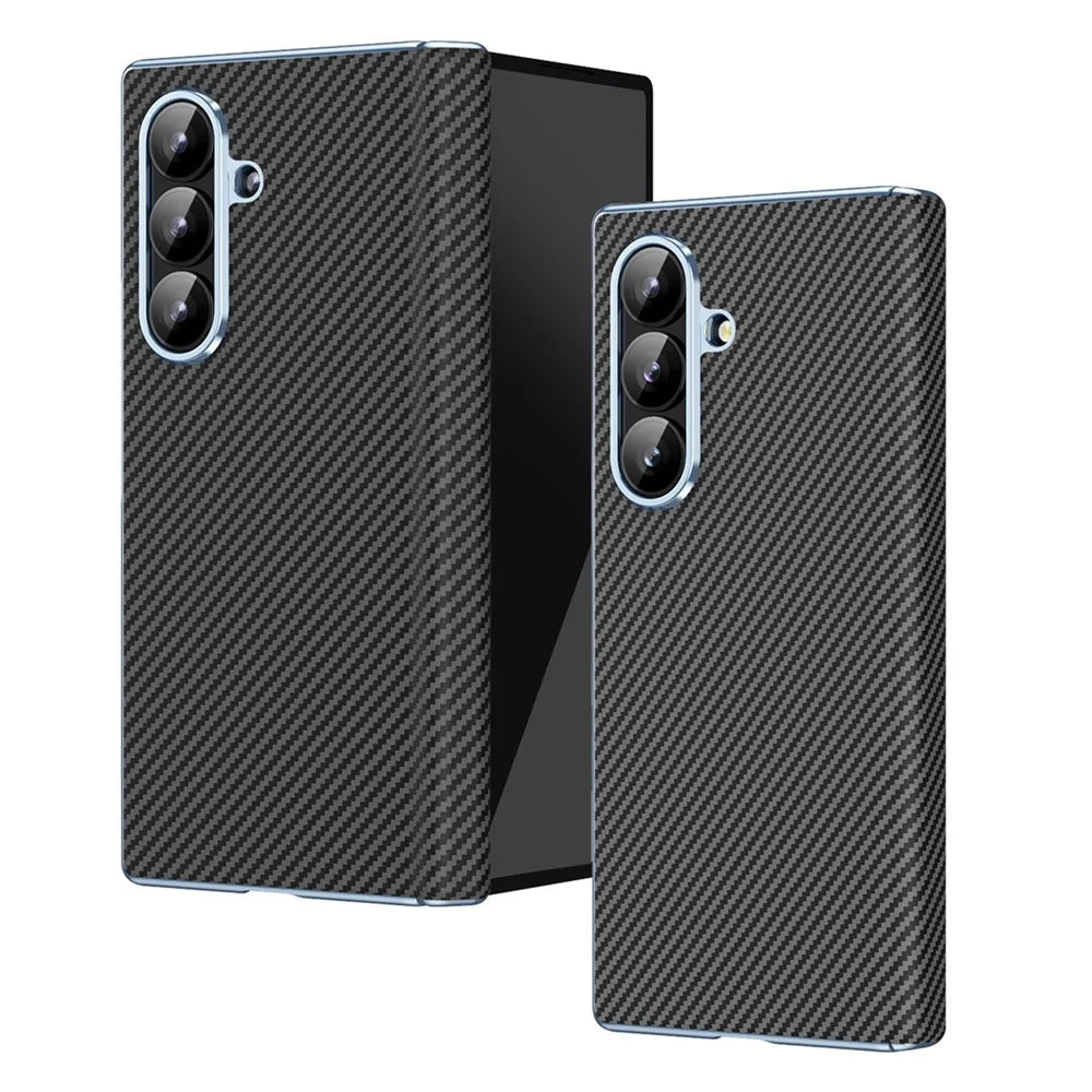 For Samsung Galaxy Z Fold8 Ultra Case Carbon Fiber Texture Leather Hard PC Phone Cover - Black - 1