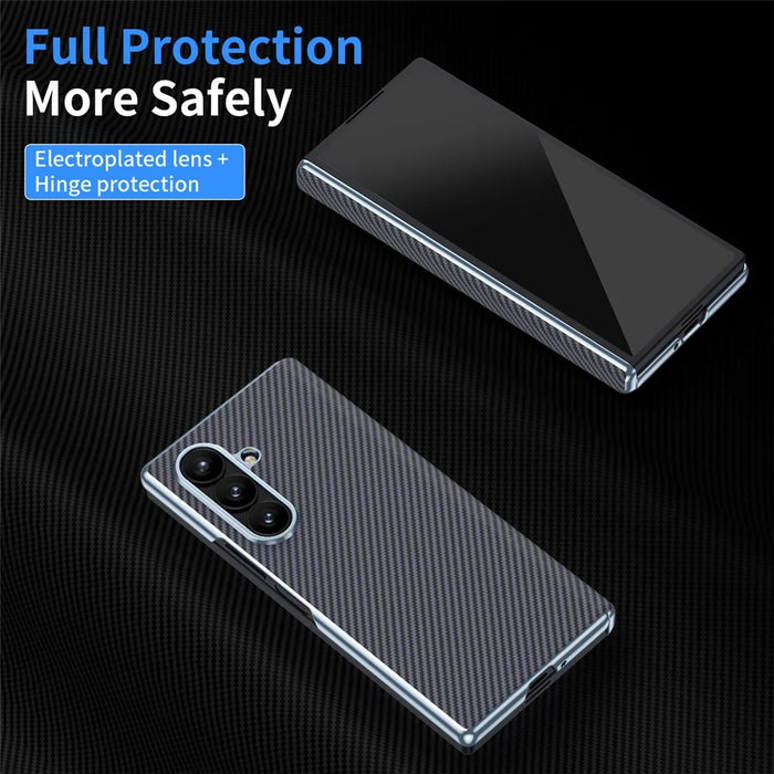 For Samsung Galaxy Z Fold8 Ultra Case Carbon Fiber Texture Leather Hard PC Phone Cover - Black - 3