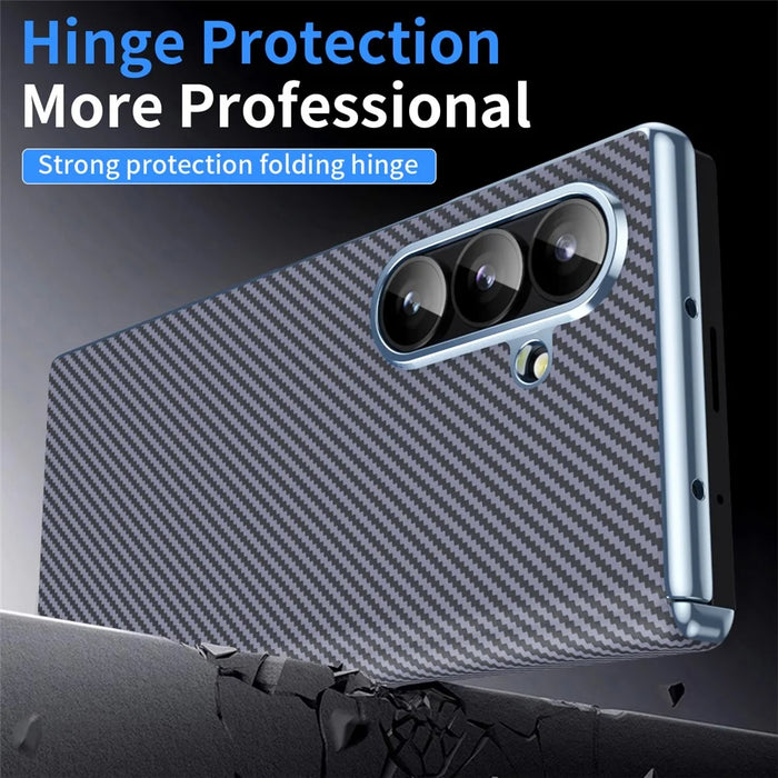 For Samsung Galaxy Z Fold8 Ultra Case Carbon Fiber Texture Leather Hard PC Phone Cover - Black - 4