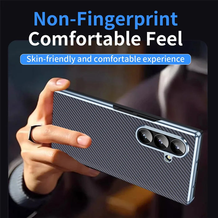 For Samsung Galaxy Z Fold8 Ultra Case Carbon Fiber Texture Leather Hard PC Phone Cover - Black - 5