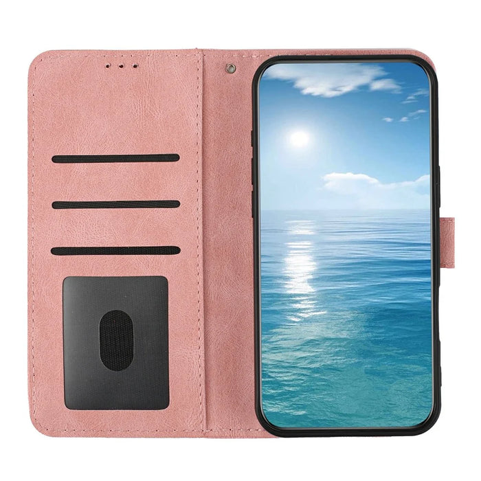 For iPhone 16 Pro Wallet Case Butterfly Flower Imprint PU Leather Phone Cover with Wrist Strap - Pink - 2