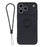For iPhone 18 Pro / 17 Pro Silicone Case with Strap Ring Kickstand Phone Cover - Black - 1