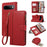 For Google Pixel 11 Case Card Slots Leather Phone Cover with Shoulder Strap / Wrist Strap - Red - 1