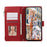 For Google Pixel 11 Pro Case Multi Card Slots Zipper Leather Phone Cover with Wrist Strap - Red - 2